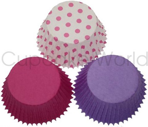 PINK PURPLE TRIO PAPER MUFFIN CUPCAKE CASES CUPS X 60